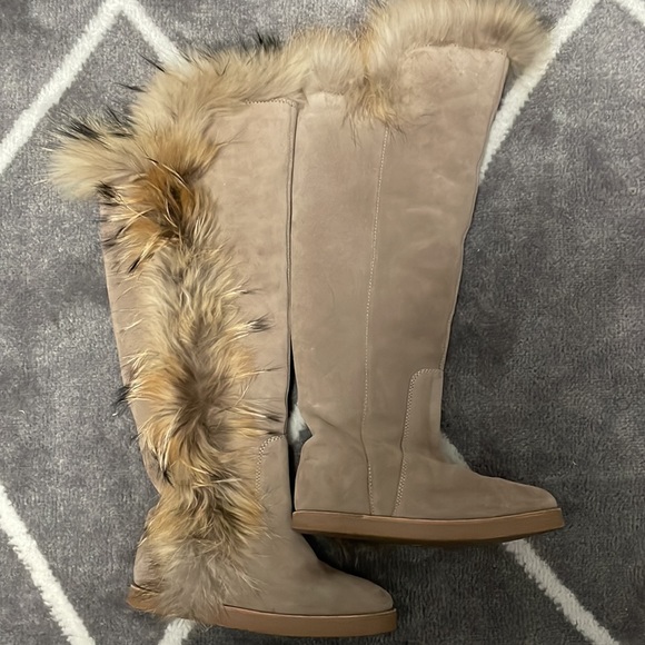 UGG Koolaburra Sasha Leather Fox Fur Tall Boot - Picture 3 of 10